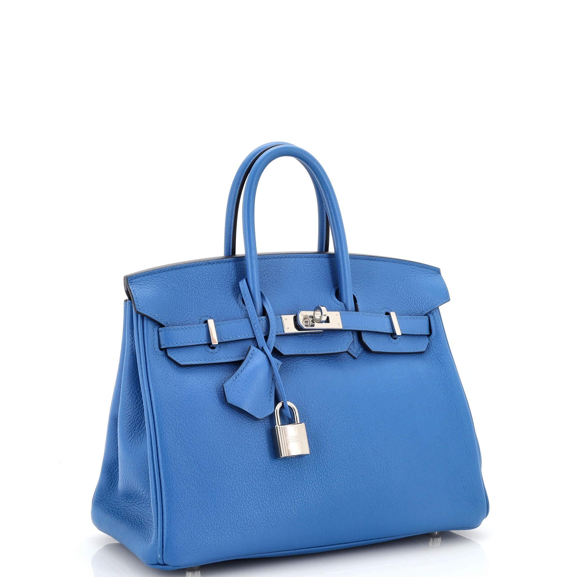 Hermes Birkin Handbag Bleu Zellige Novillo with Palladium Hardware 25 In Good Condition In NY, NY