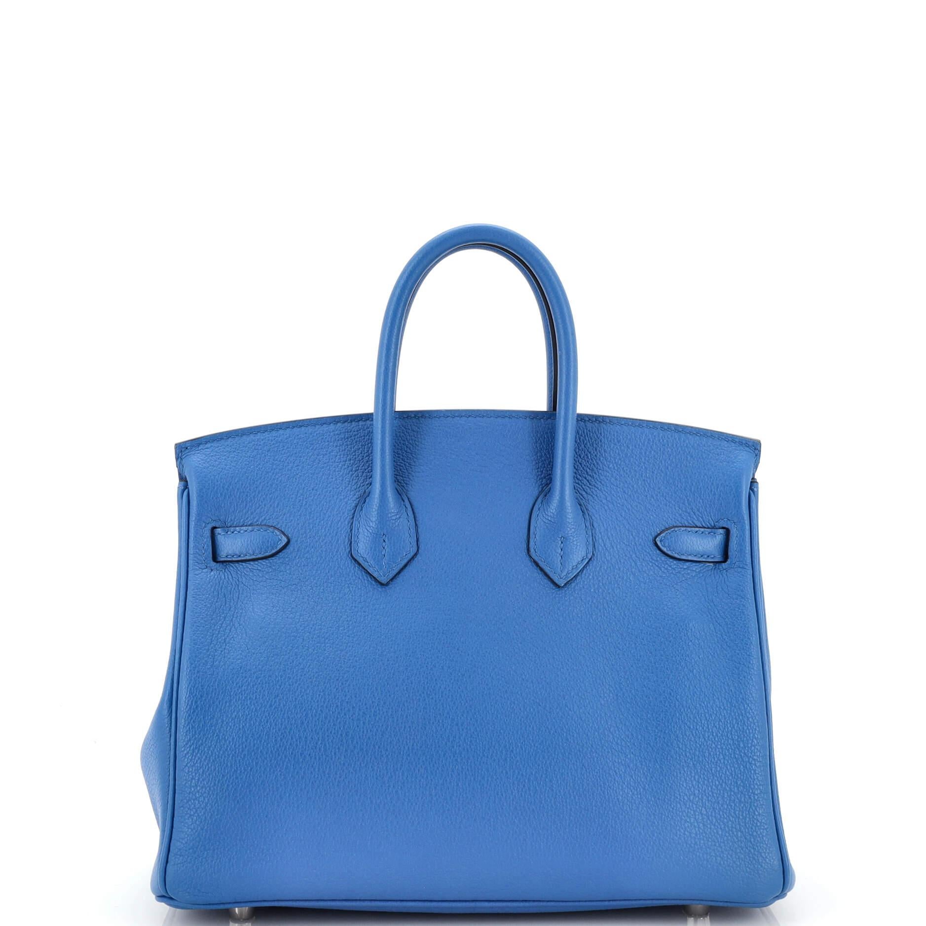 Women's Hermes Birkin Handbag Bleu Zellige Novillo with Palladium Hardware 25