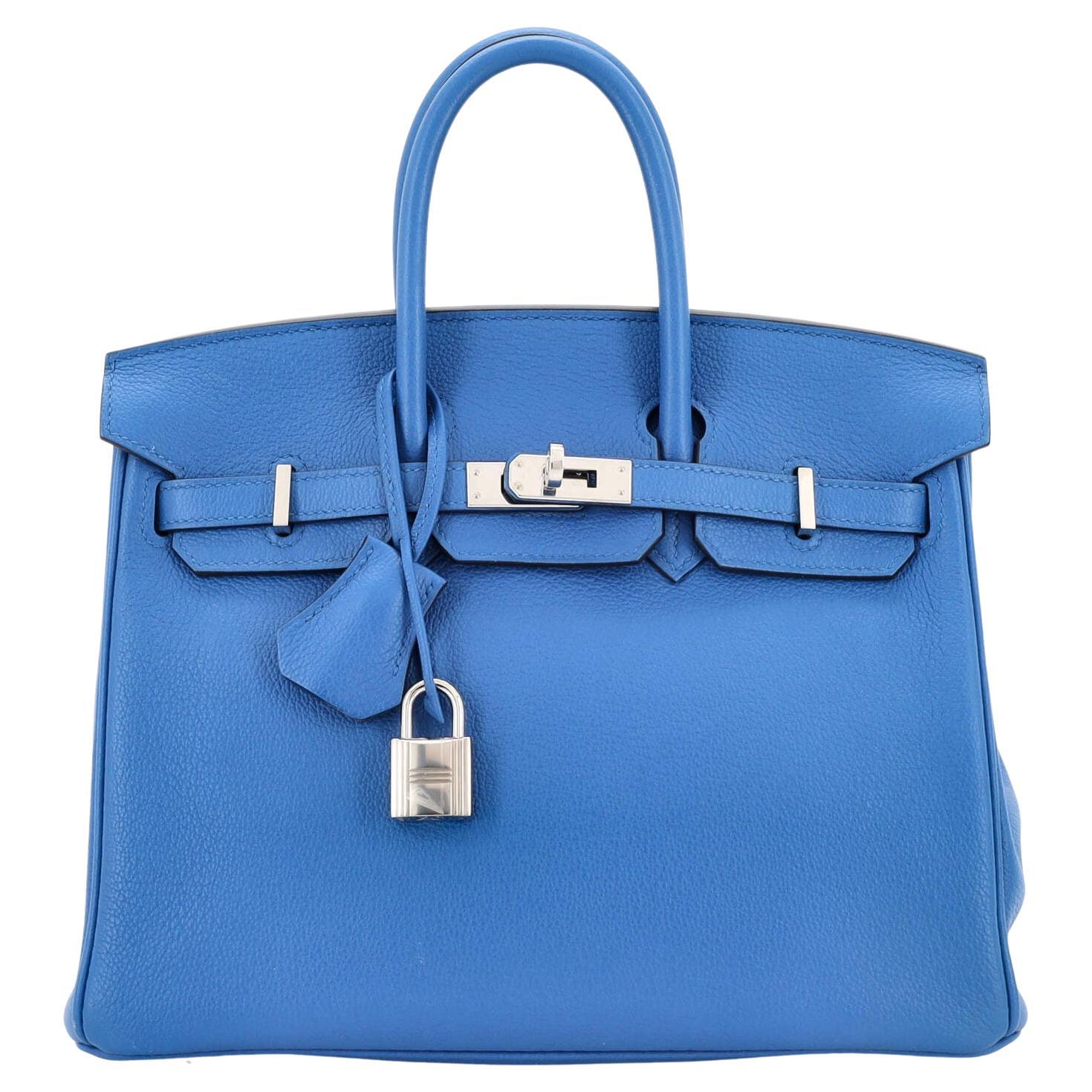 Hermes Birkin Handbag Bleu Zellige Novillo with Palladium Hardware 25