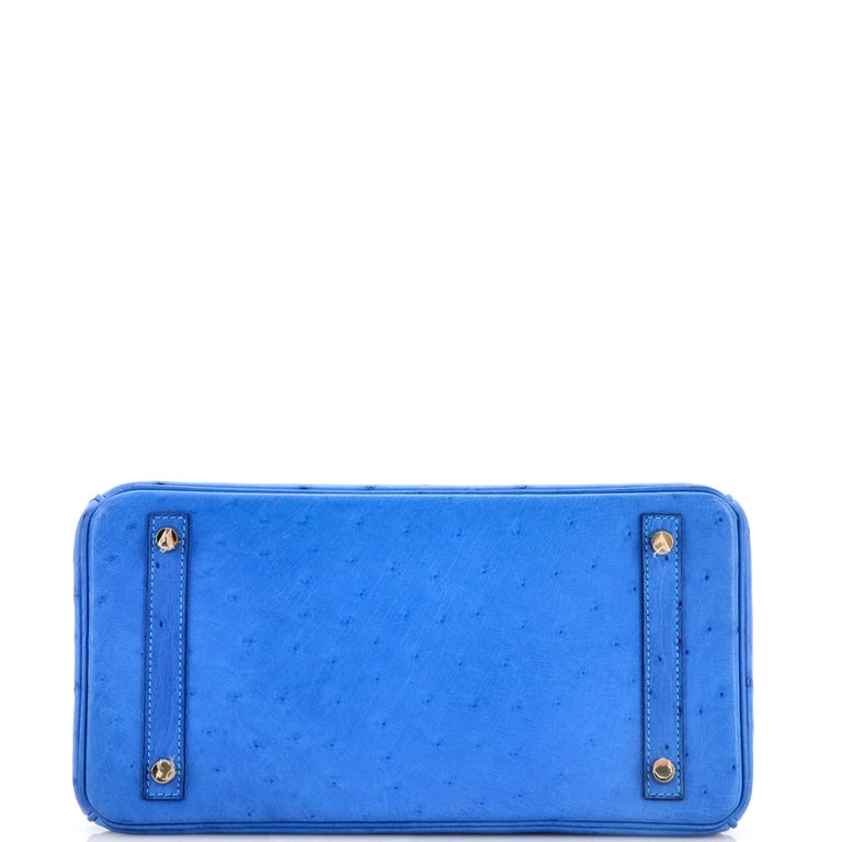 Hermes Birkin Handbag Bleuet Ostrich with Gold Hardware 30 at