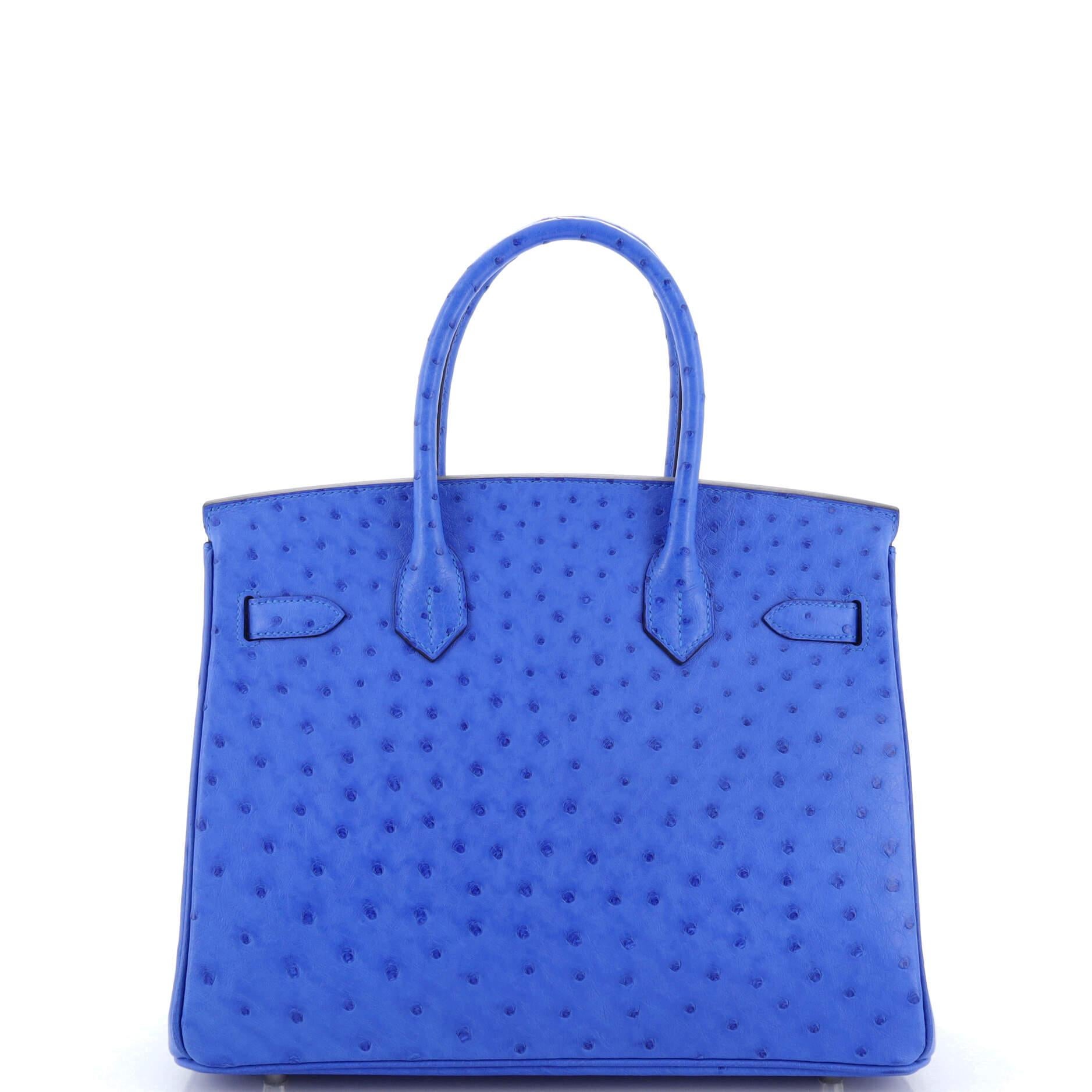 Women's Hermes Birkin Handbag Bleuet Ostrich with Palladium Hardware 30