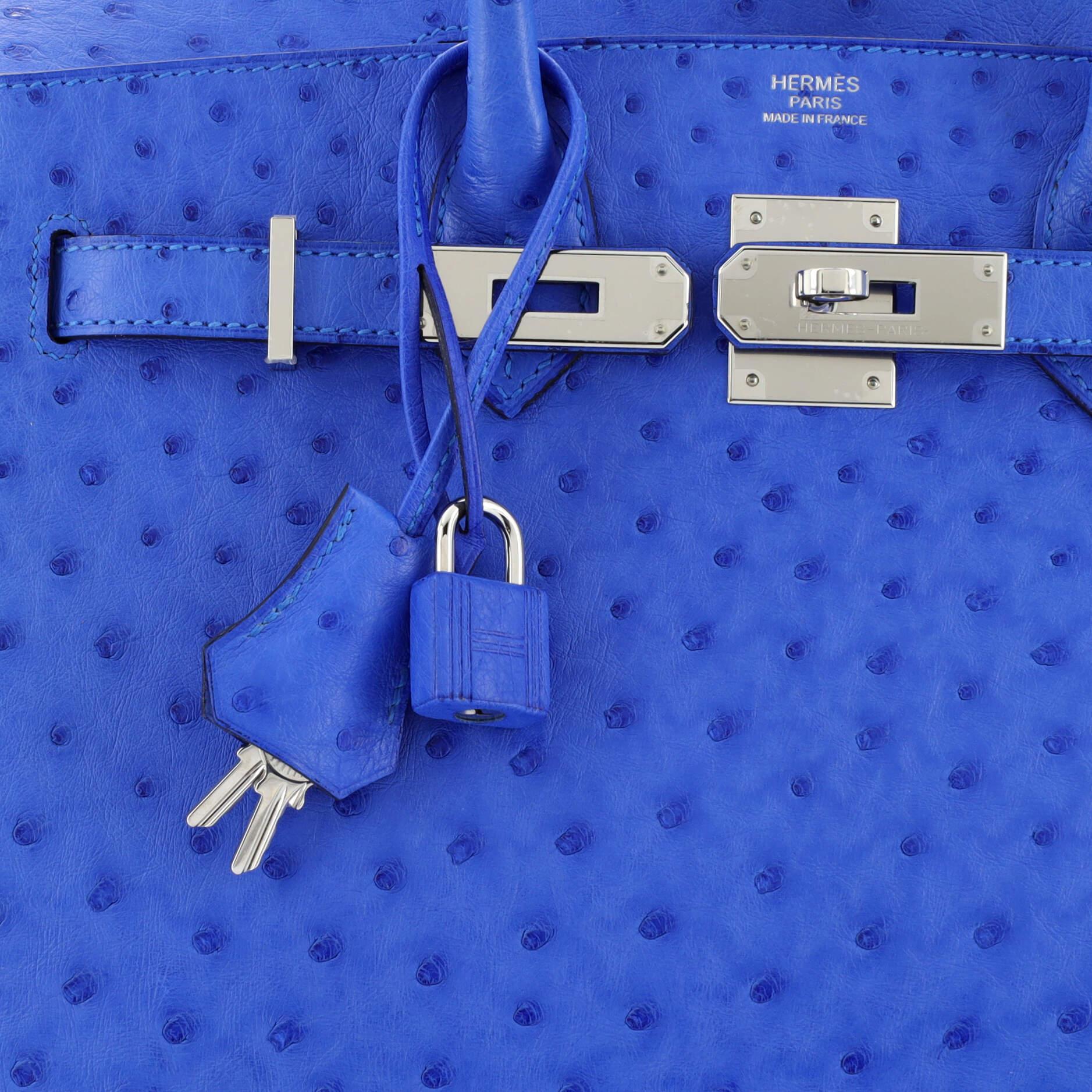 Hermes Birkin Handbag Bleuet Ostrich with Palladium Hardware 30 3