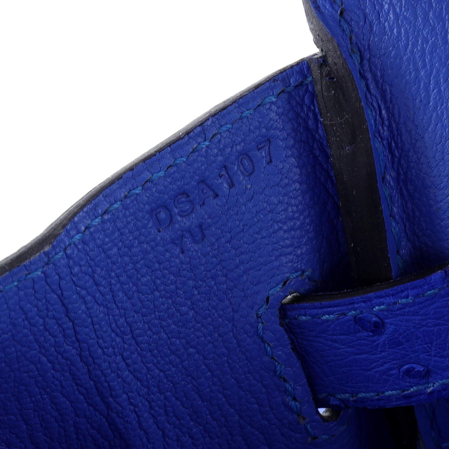 Hermes Birkin Handbag Bleuet Ostrich with Palladium Hardware 30 4