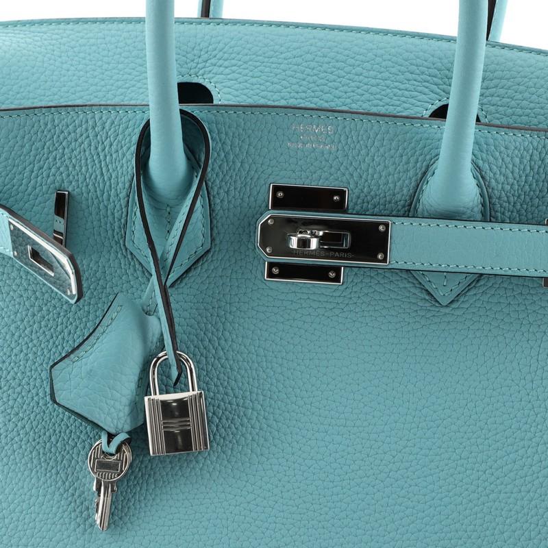 Hermes Birkin Handbag Blue Atoll Clemence with Palladium Hardware 30 3