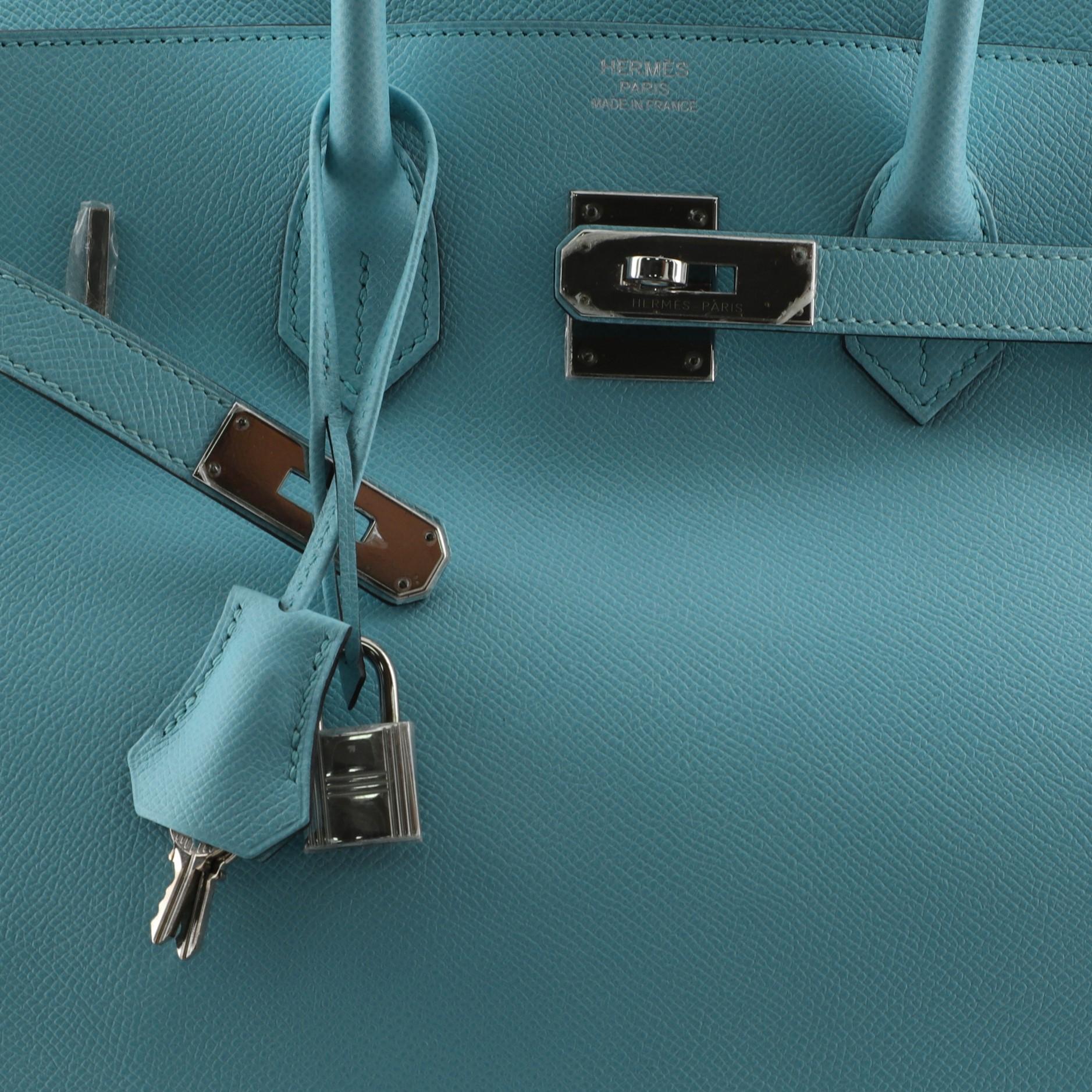 Hermes Birkin Handbag Blue Atoll Epsom with Palladium Hardware 35 3