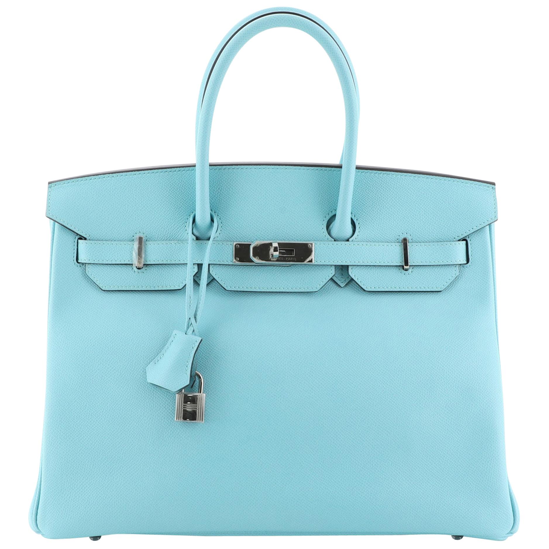 Hermes Birkin Handbag Blue Atoll Epsom with Palladium Hardware 35