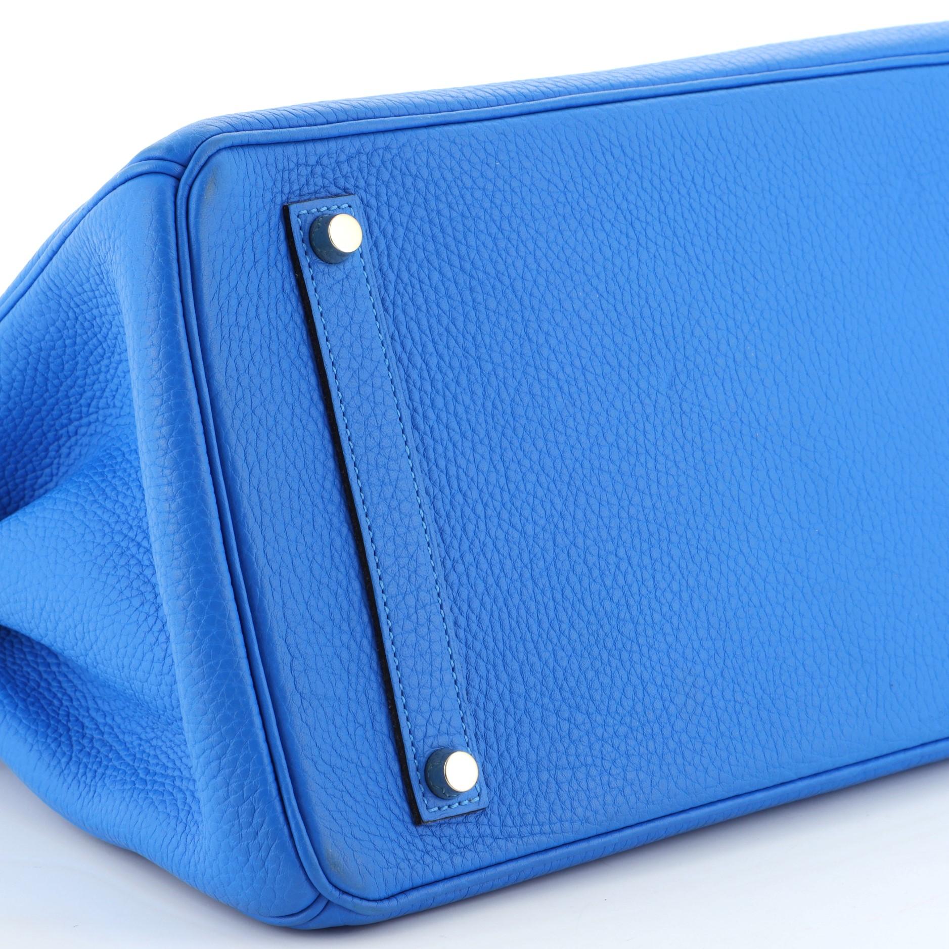 Hermes Birkin Handbag Blue Clemence With Gold Hardware 35  2