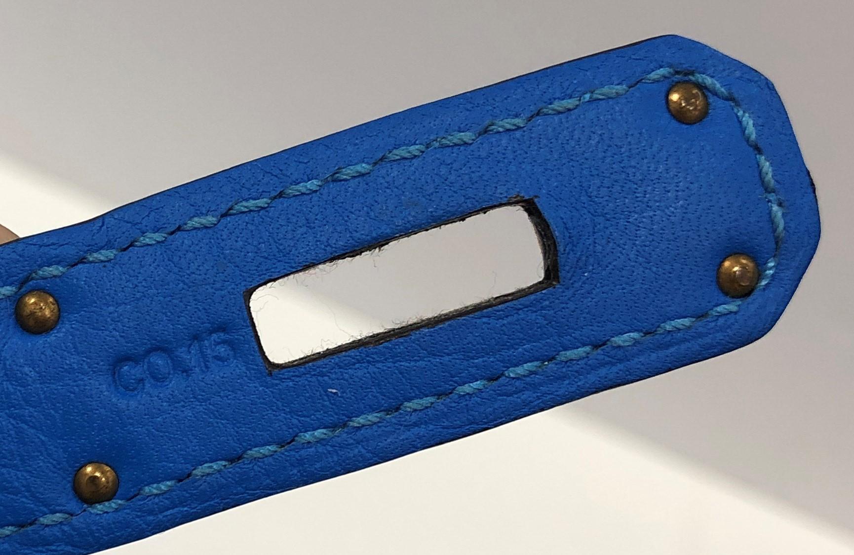 Hermes Birkin Handbag Blue Clemence With Gold Hardware 35  4