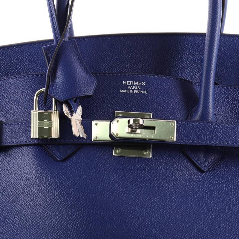 Hermes Birkin Handbag Blue Electric Epsom with Palladium Hardware 35 2