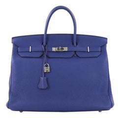 Hermes Birkin Handbag Blue Electric Togo With Palladium Hardware 40