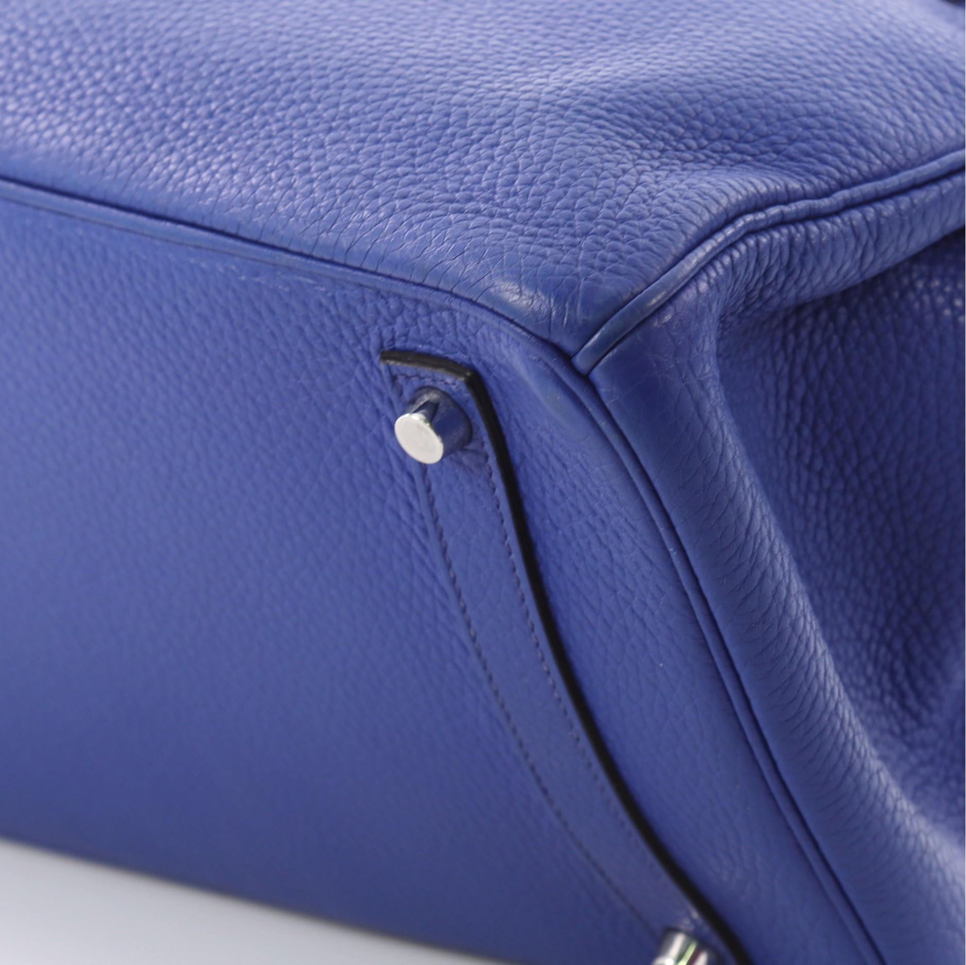 Hermes Birkin Handbag Blue Electrique Clemence with Palladium Hardware 35 6