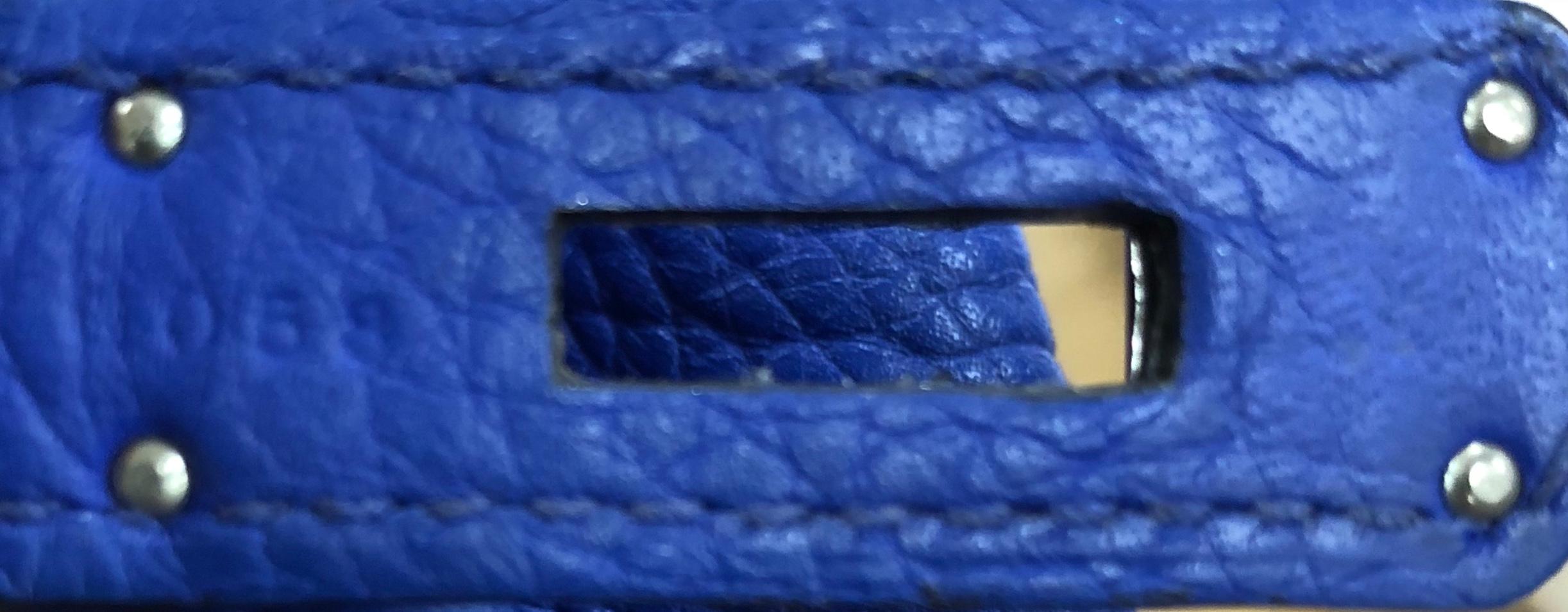 Hermes Birkin Handbag Blue Electrique Clemence with Palladium Hardware 35 7