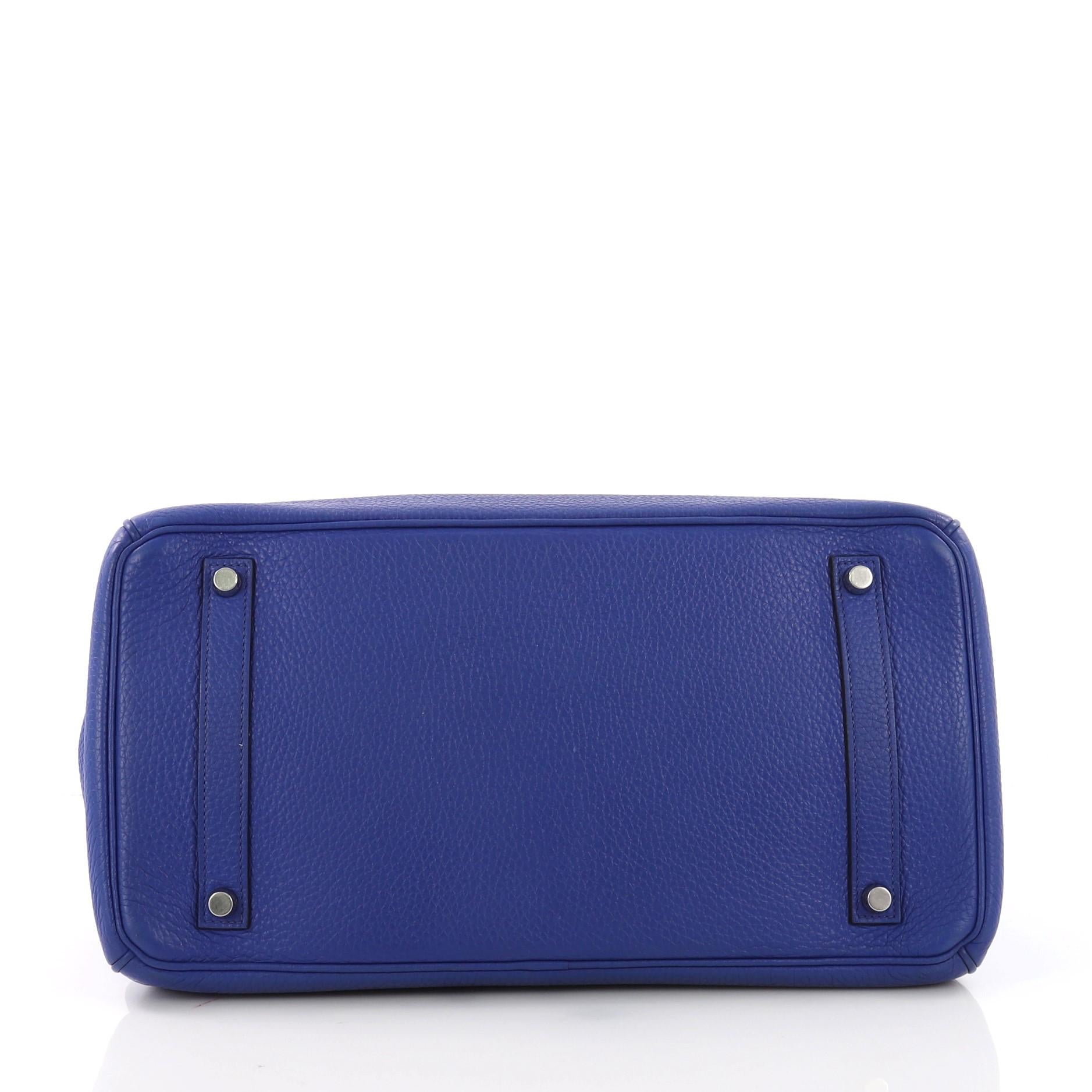 Hermes Birkin Handbag Blue Electrique Clemence with Palladium Hardware 35 1