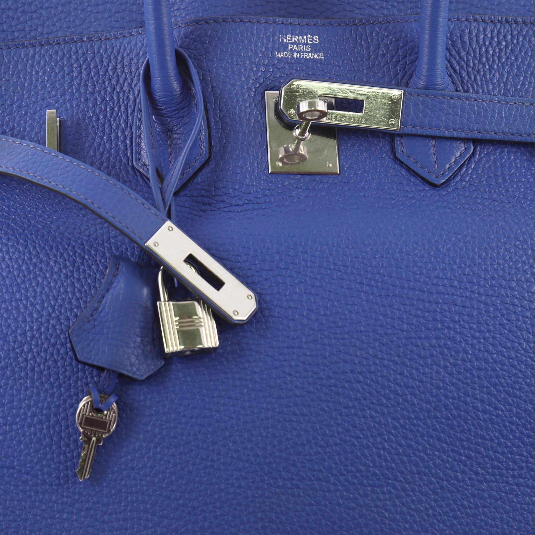 Hermes Birkin Handbag Blue Electrique Clemence with Palladium Hardware 35 3