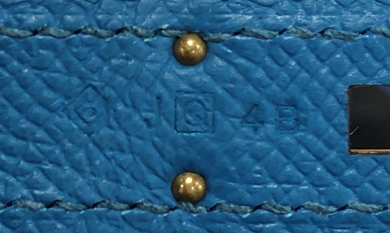 Hermes Birkin Handbag Blue Izmir Epsom with Gold Hardware 30 6