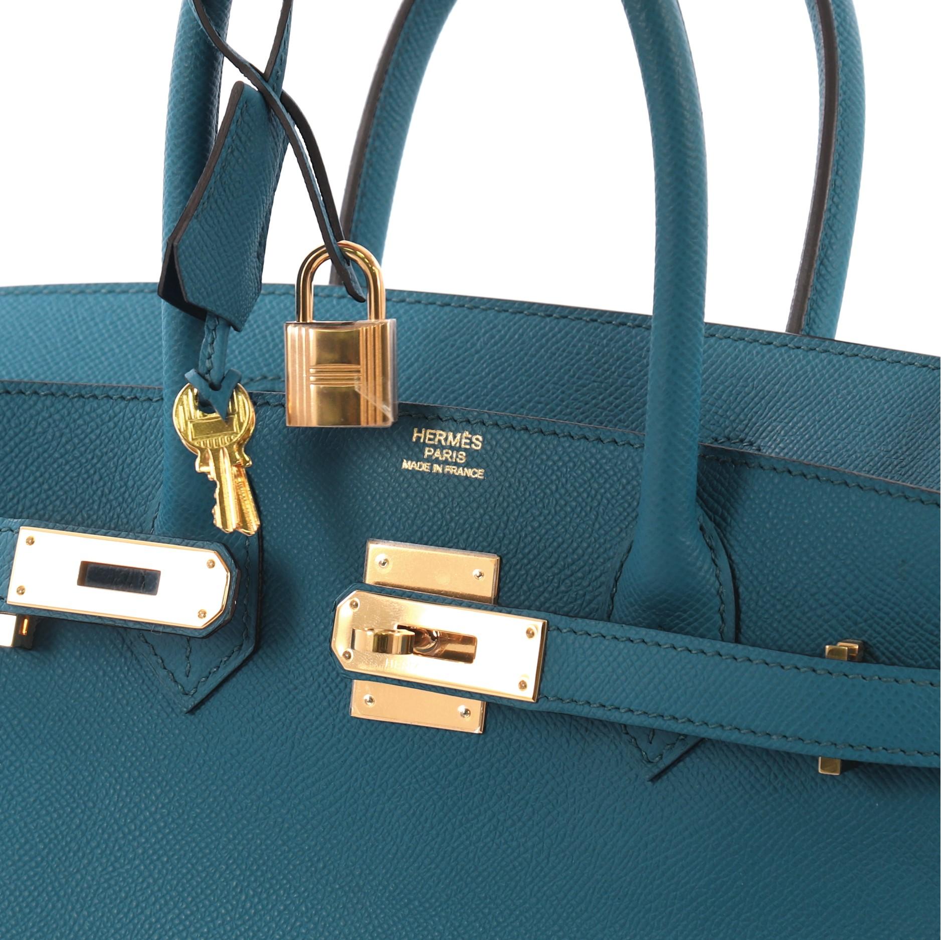 Hermes Birkin Handbag Blue Izmir Epsom with Gold Hardware 30 2