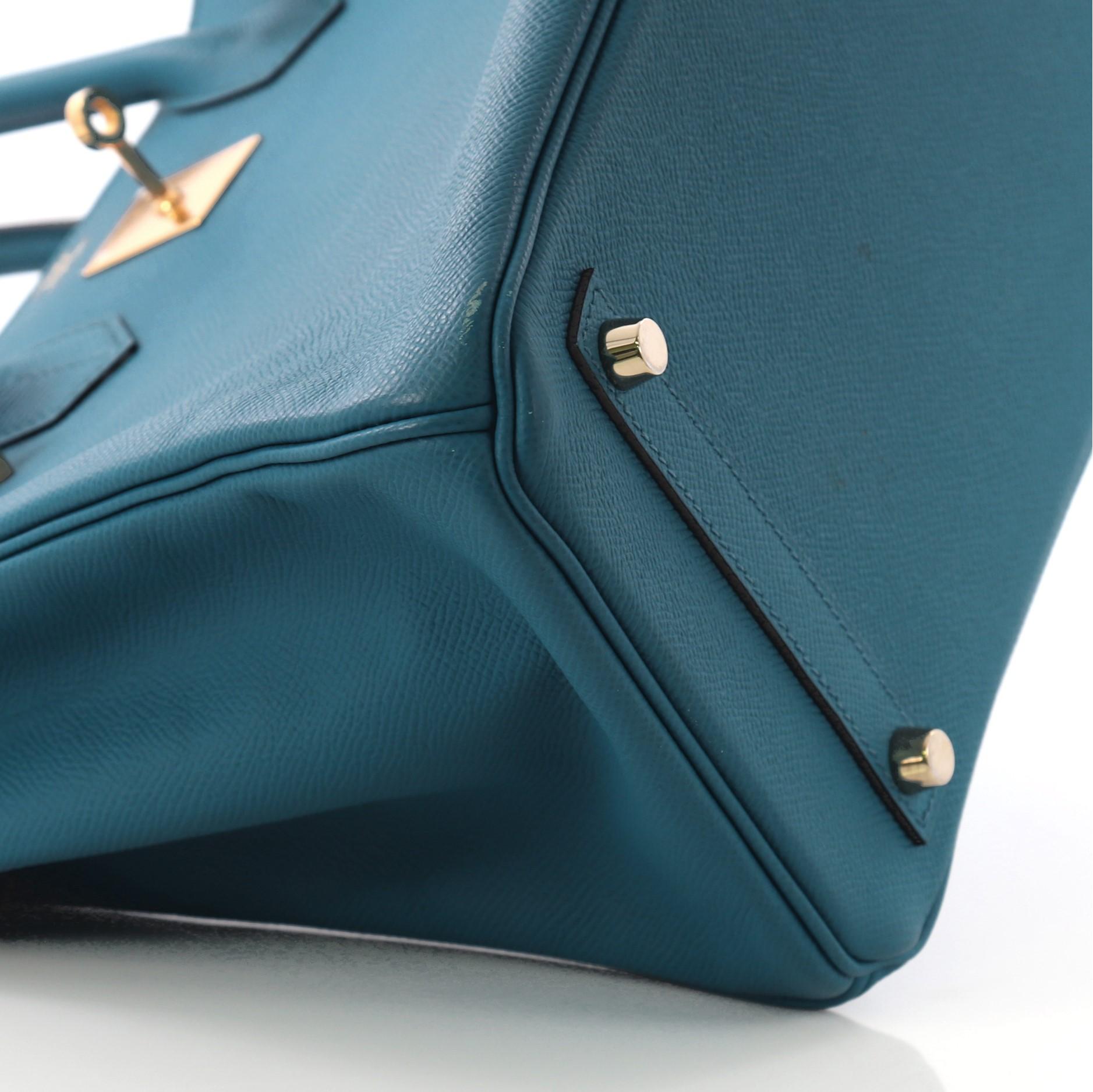 Hermes Birkin Handbag Blue Izmir Epsom with Gold Hardware 30 4
