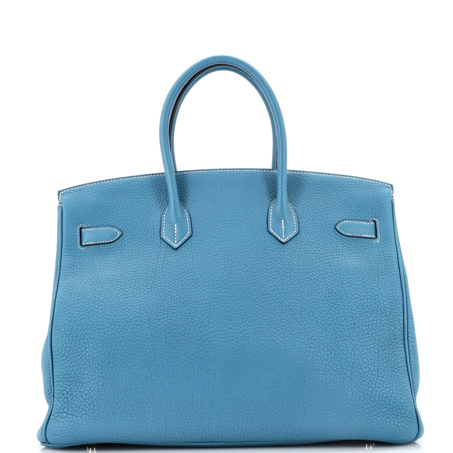 Hermes Birkin Handbag Blue Jean Togo with Gold Hardware 35 In Good Condition In NY, NY