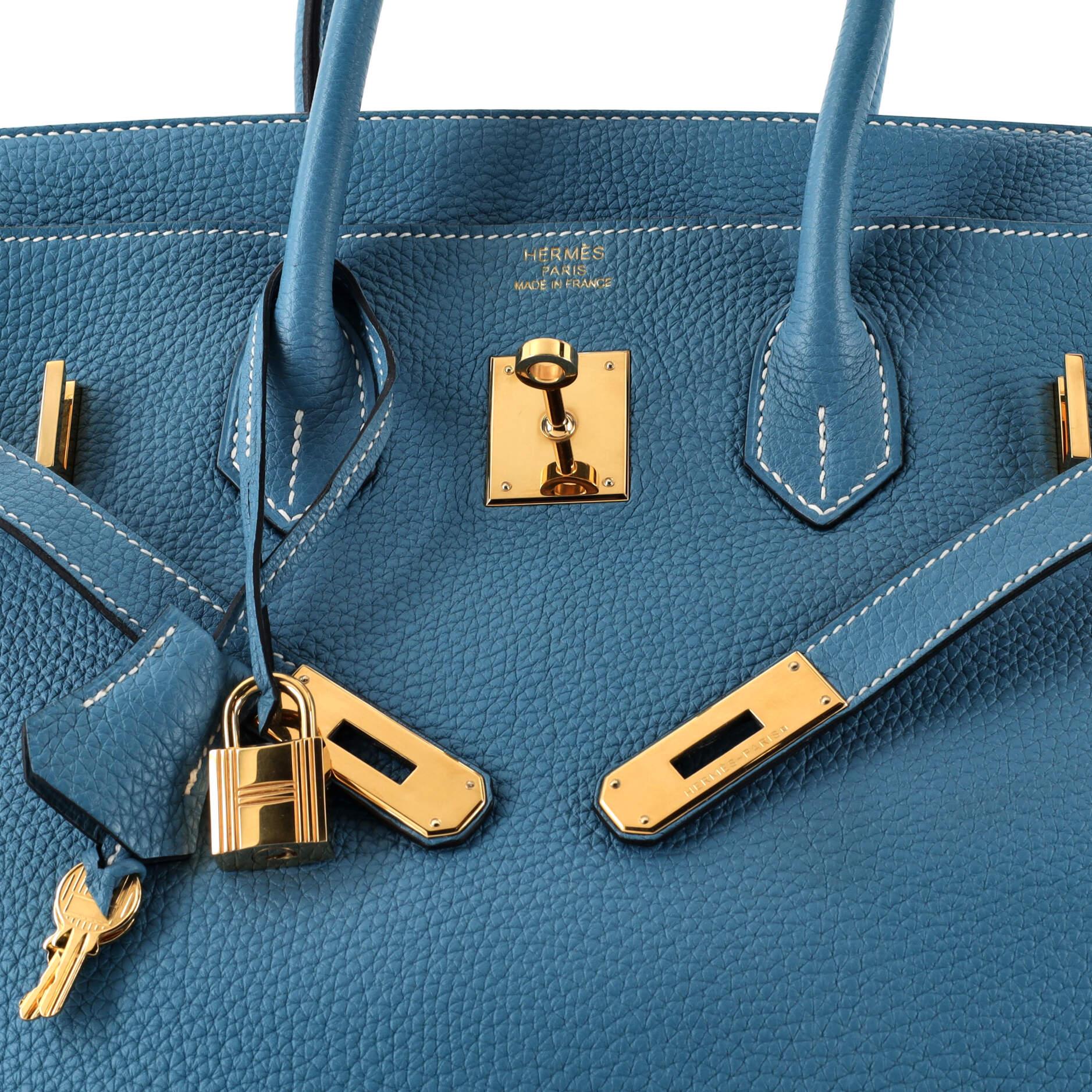 Hermes Birkin Handbag Blue Jean Togo with Gold Hardware 35 2