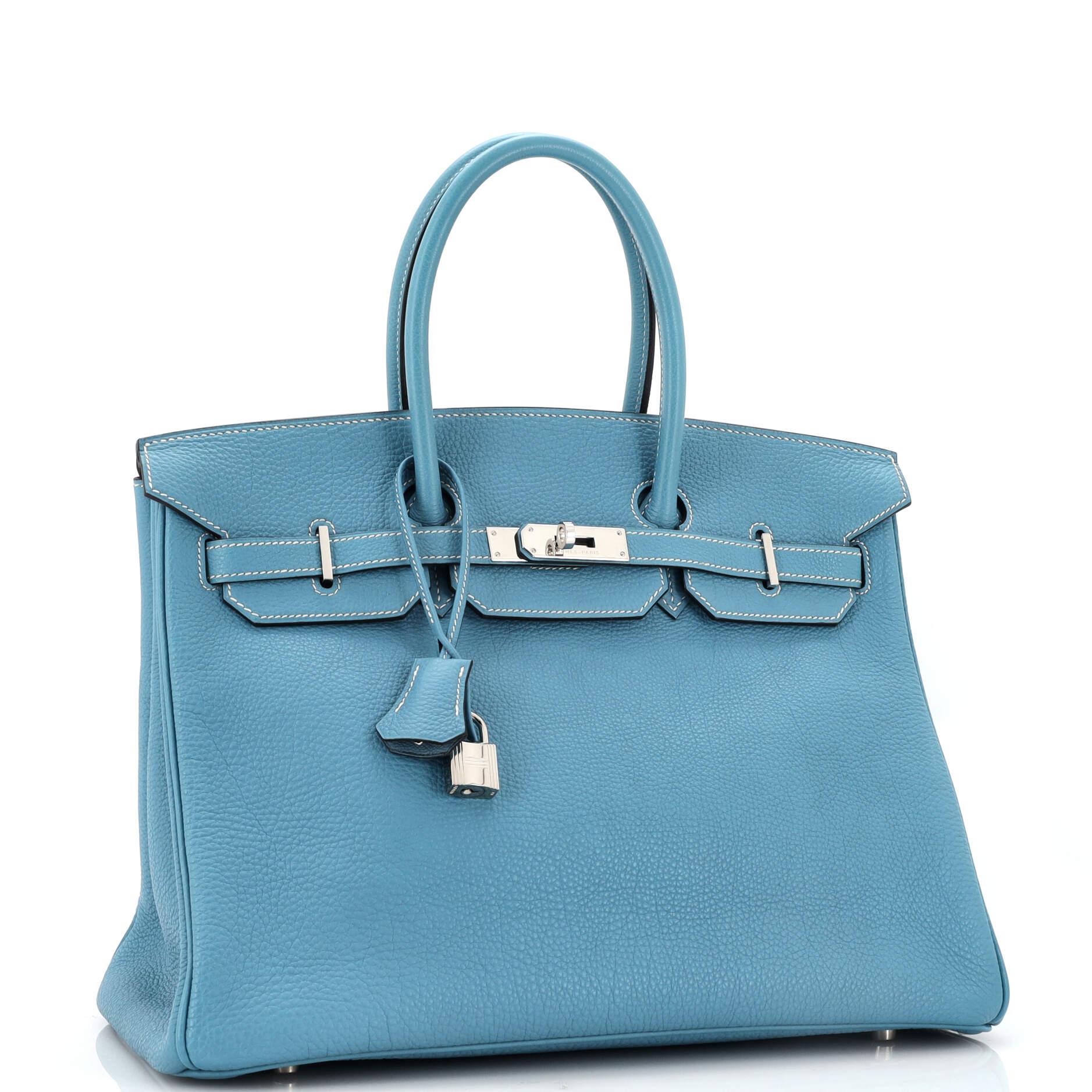 Hermes Birkin Handbag Blue Jean Togo with Palladium Hardware 35 For Sale at  1stDibs