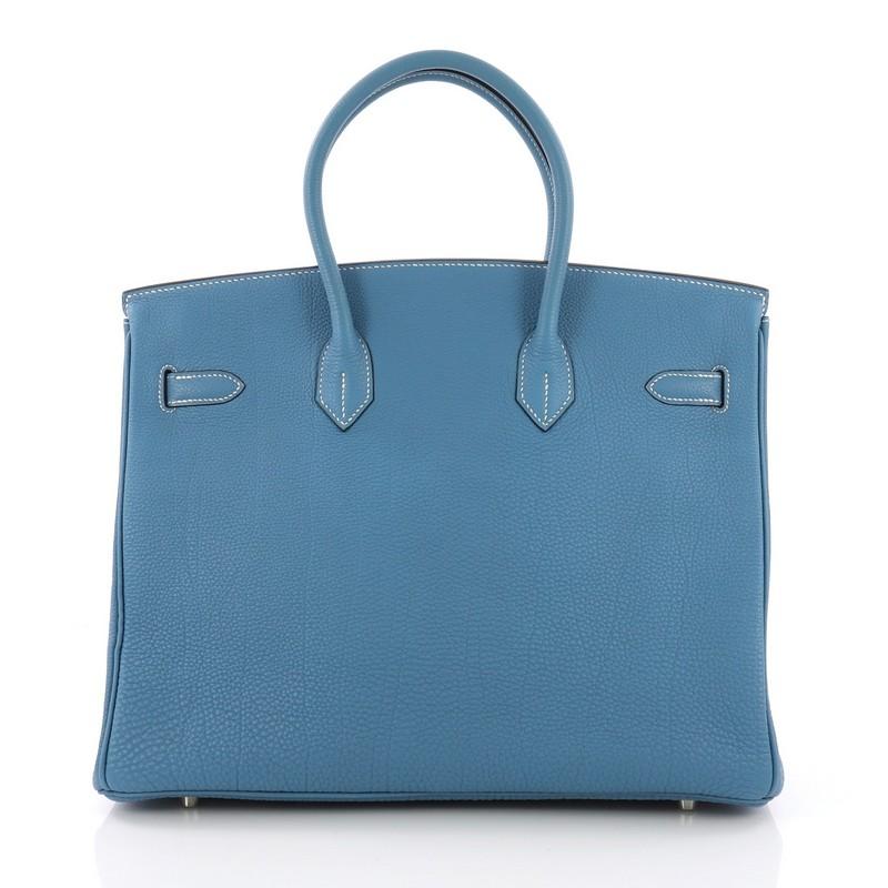 Women's or Men's Hermes Birkin Handbag Blue Jean Togo with Palladium Hardware 35