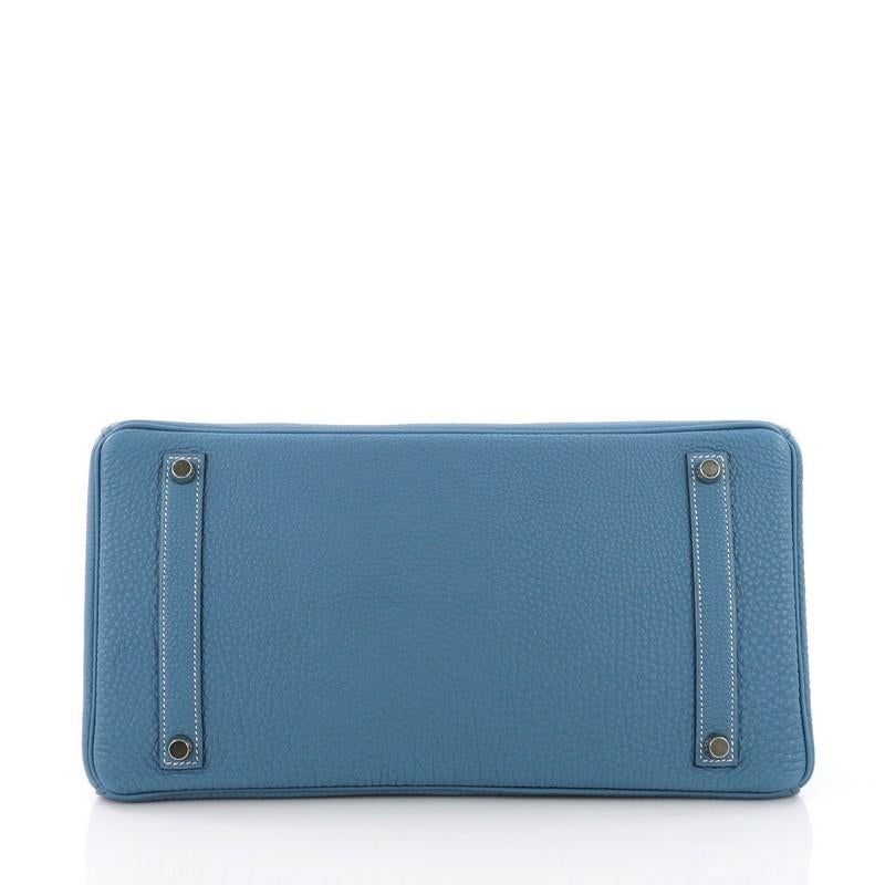 Hermes Birkin Handbag Blue Jean Togo with Palladium Hardware 35 1
