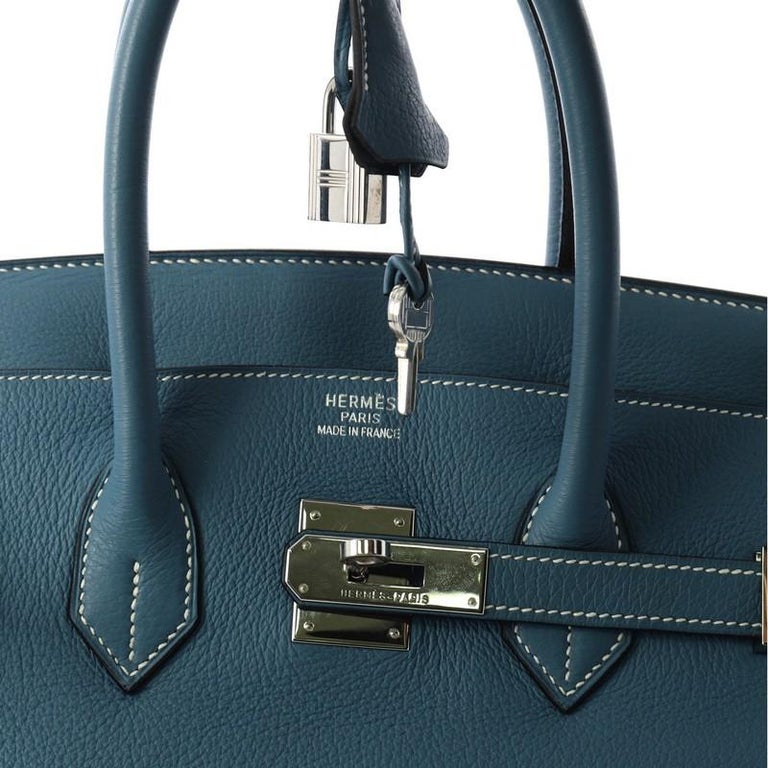 Hermes Birkin Handbag Blue Jean Togo with Palladium Hardware 35 at 1stdibs