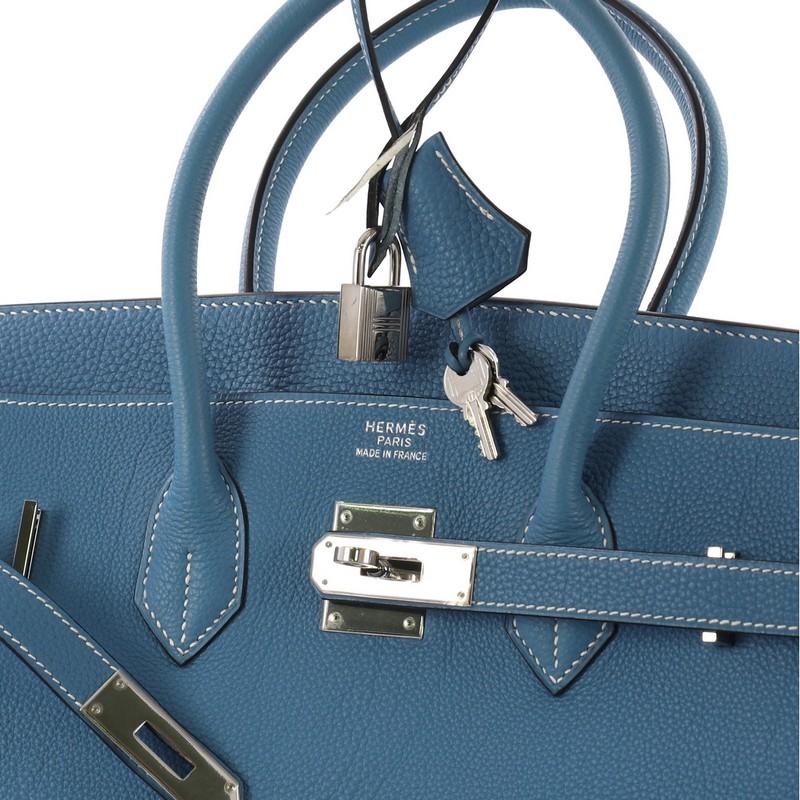 Hermes Birkin Handbag Blue Jean Togo with Palladium Hardware 35 3