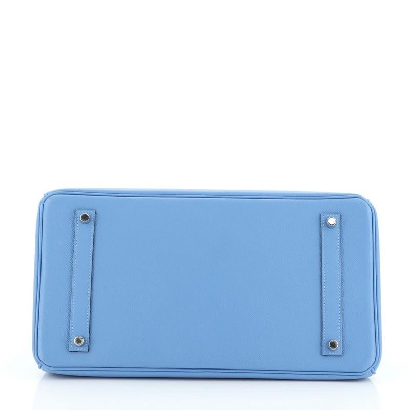 Hermes Birkin Handbag Blue Paradis Epsom with Palladium Hardware 35 In Good Condition In NY, NY