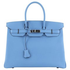 Hermes Birkin Handbag Blue Paradis Epsom with Palladium Hardware 35