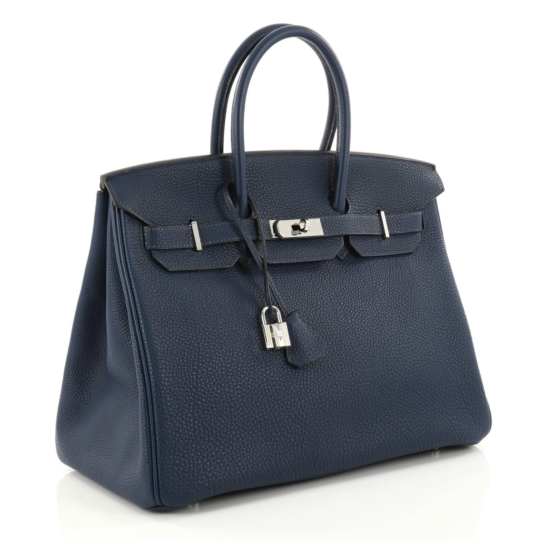 Black Hermes Birkin Blue Togo with Palladium Hardware 35 Handbag 