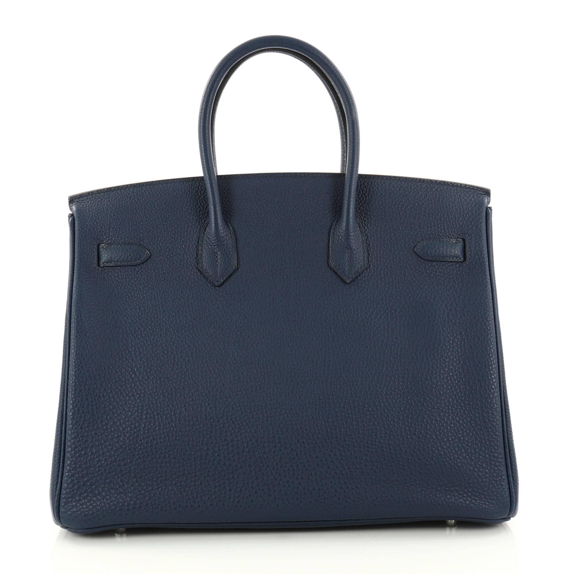 Hermes Birkin Blue Togo with Palladium Hardware 35 Handbag  In Good Condition In NY, NY