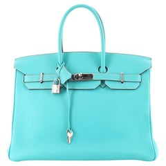 Hermes Birkin Handbag Blue Togo with Palladium Hardware 35
