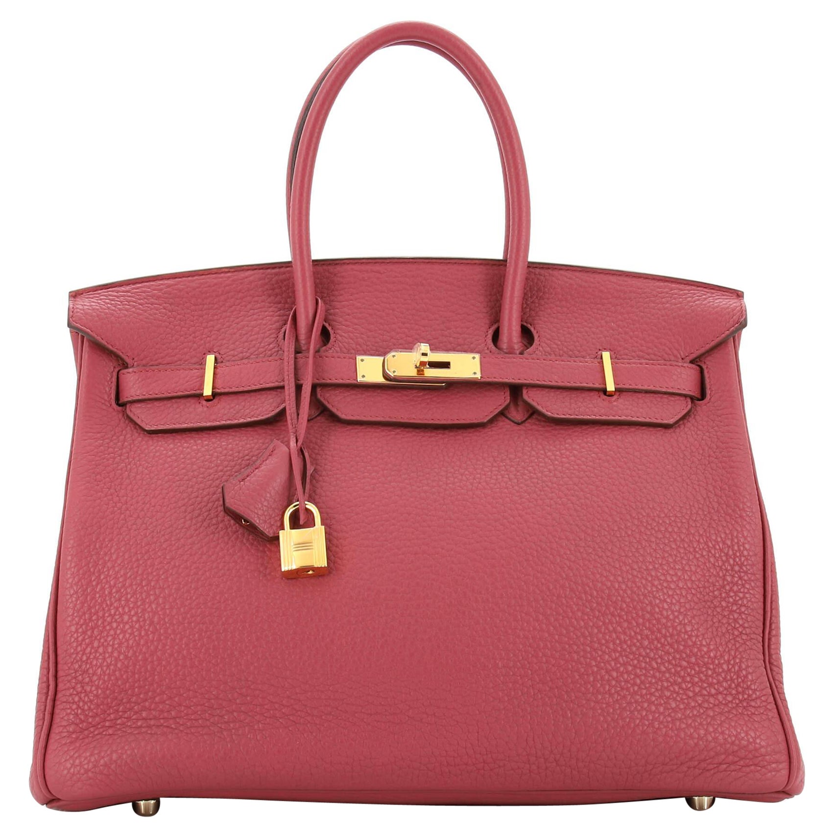 Hermes  Birkin Handbag Bois De Rose Clemence with Gold Hardware 35 For Sale