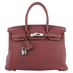 Hermes Birkin Handbag Bois De Rose Clemence with Palladium Hardware 30