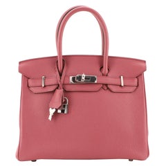 Hermes Birkin Handbag Bois De Rose Clemence with Palladium Hardware 30