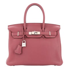 Hermes Birkin Handbag Bois De Rose Clemence with Palladium Hardware 30