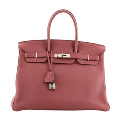 Hermes Birkin Handbag Bois De Rose Clemence with Palladium Hardware 35