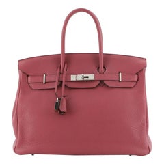 Hermes Birkin Handbag Bois De Rose Clemence With Palladium Hardware 35