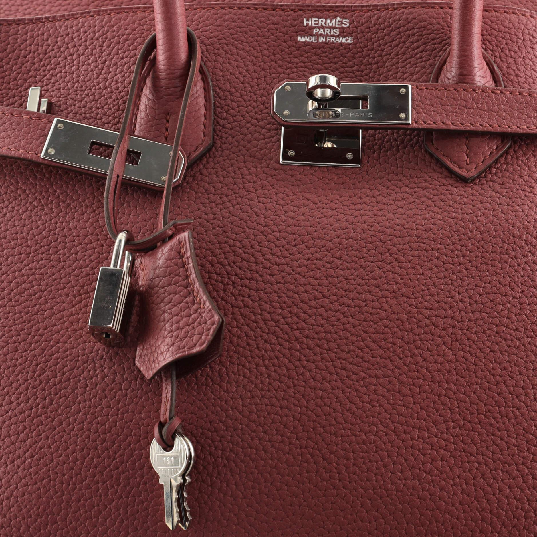 Women's or Men's Hermes Birkin Handbag Bois De Rose Togo with Palladium Hardware 35