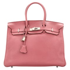 Hermes Birkin Handbag Bois De Rose Togo with Palladium Hardware 35