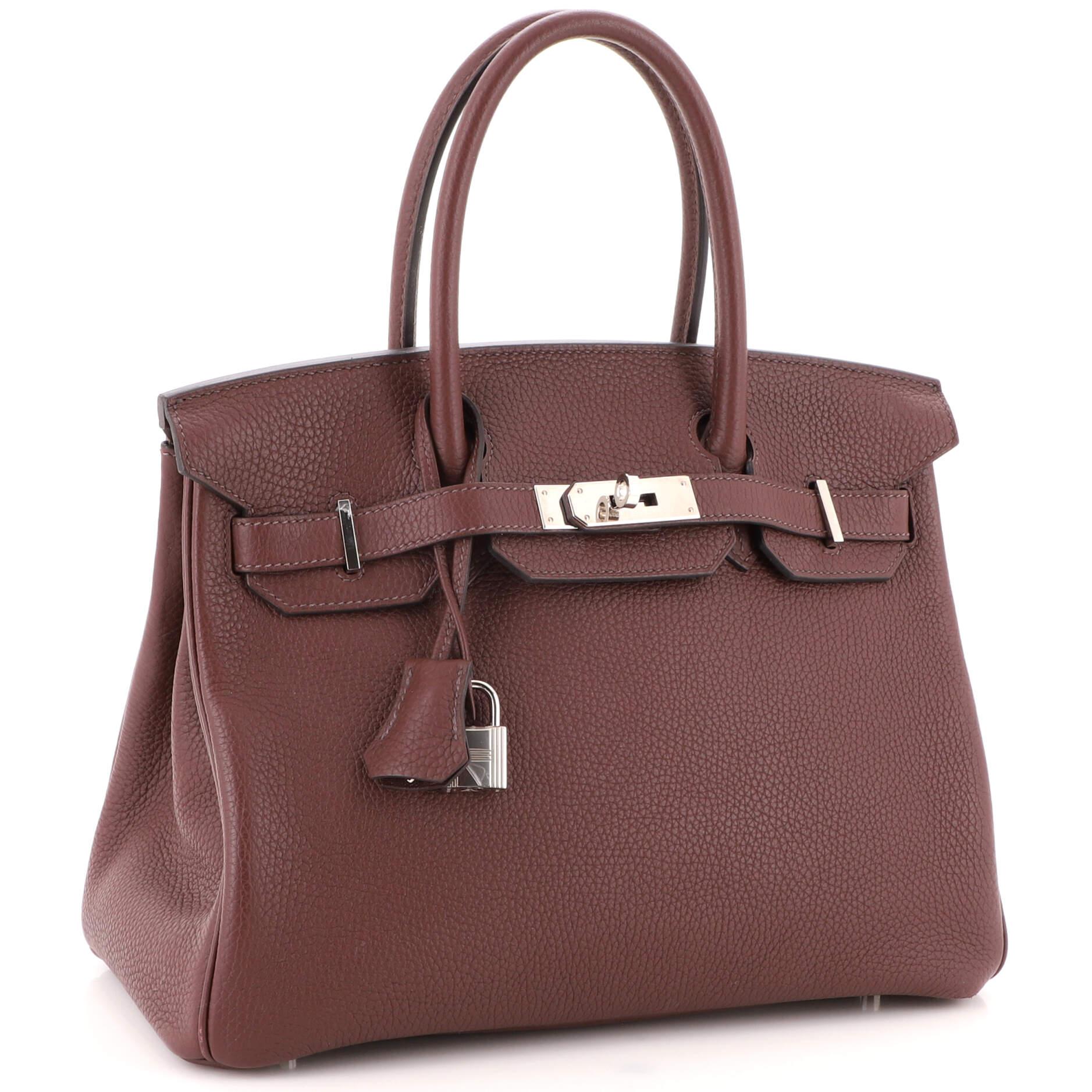 Hermes Birkin Handbag Bordeaux Clemence with Palladium Hardware 30 In Good Condition In NY, NY
