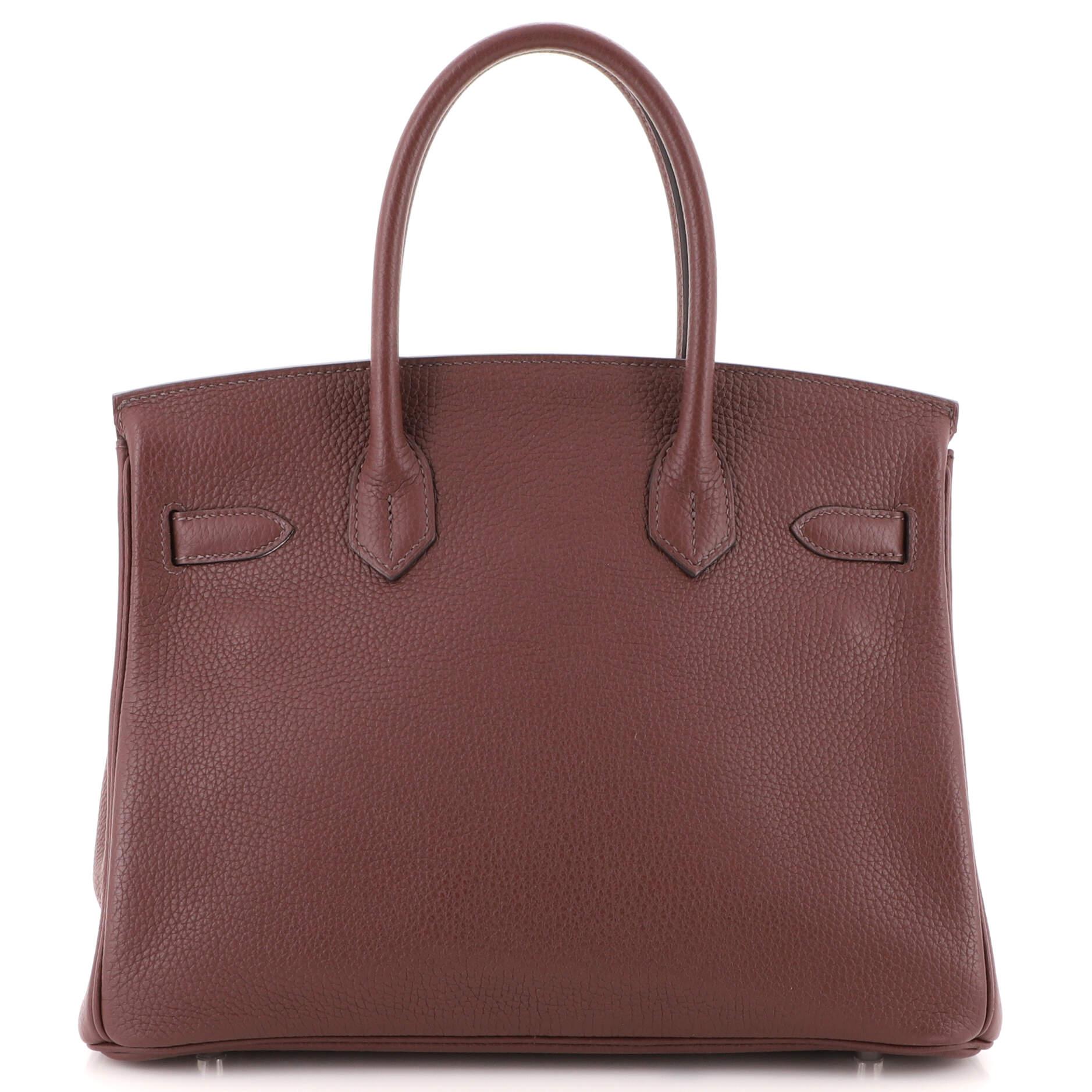 Women's or Men's Hermes Birkin Handbag Bordeaux Clemence with Palladium Hardware 30