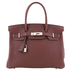 Hermes Birkin Handbag Bordeaux Clemence with Palladium Hardware 30