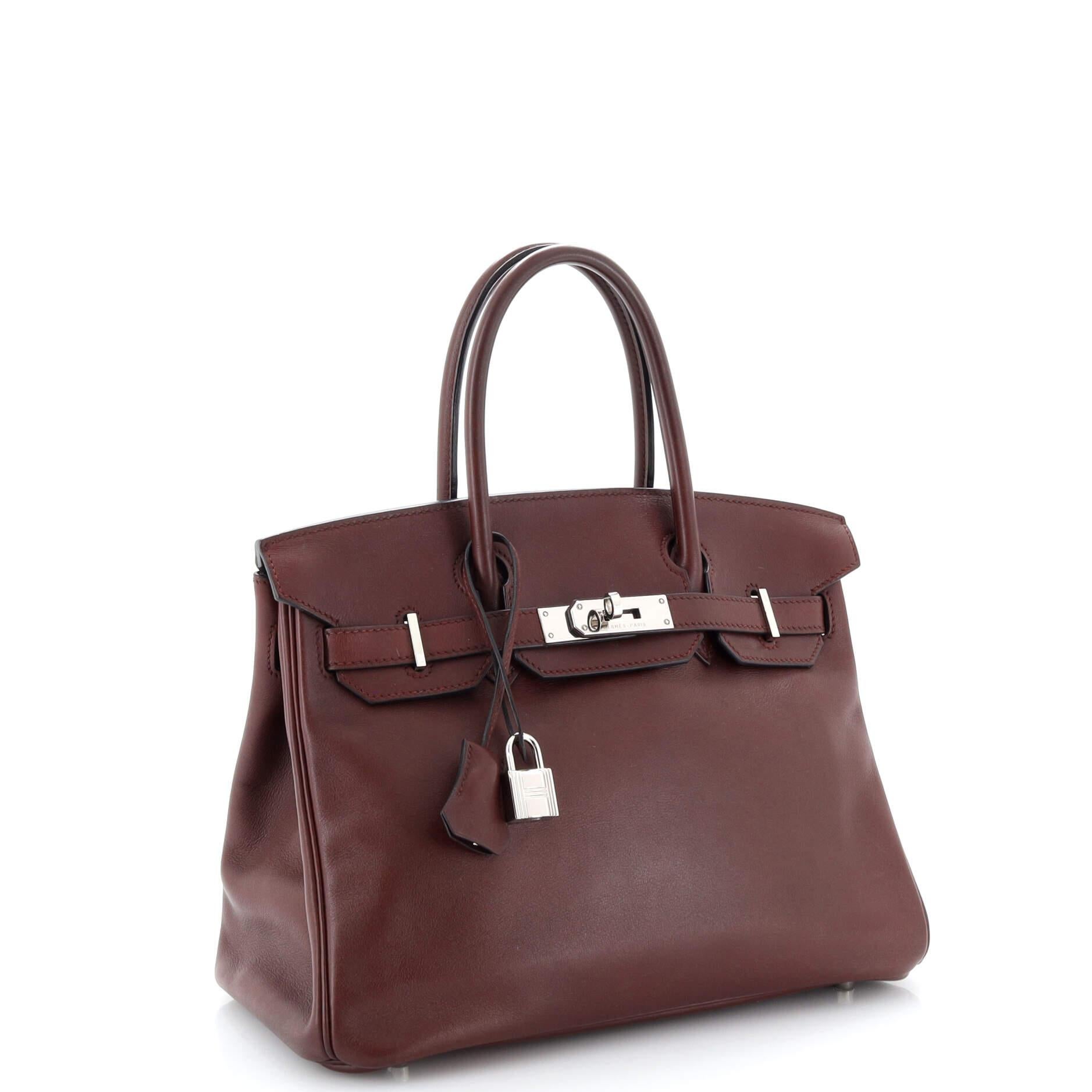 Hermes Birkin Handbag Bordeaux Swift with Palladium Hardware 30 In Good Condition In NY, NY