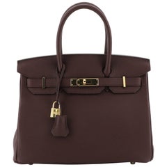 Hermes Birkin Handbag Bordeaux Togo With Gold Hardware 30 
