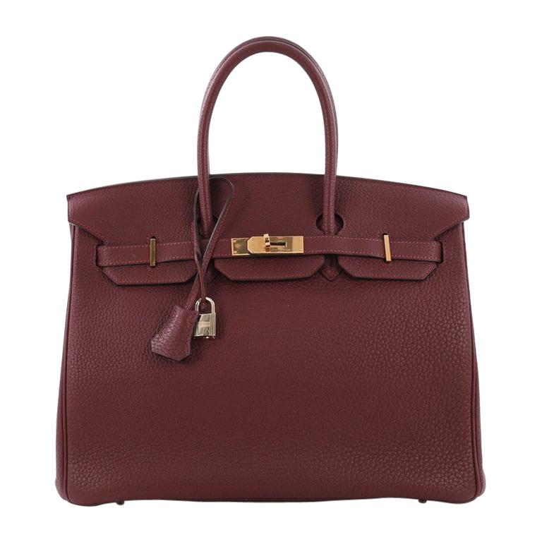 Hermes Birkin Handbag Bordeaux Togo with Gold Hardware 35