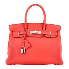 Hermes Birkin Handbag Bougainvillea Clemence with Palladium Hardware 30