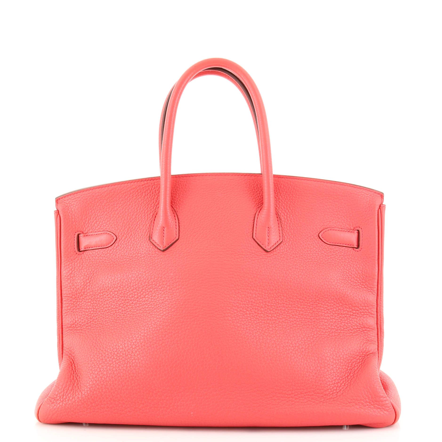 Pink Hermes Birkin Handbag Bougainvillea Clemence with Palladium Hardware 35