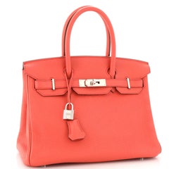 Hermes Birkin Handbag Bougainvillea Clemence with Palladium Hardware